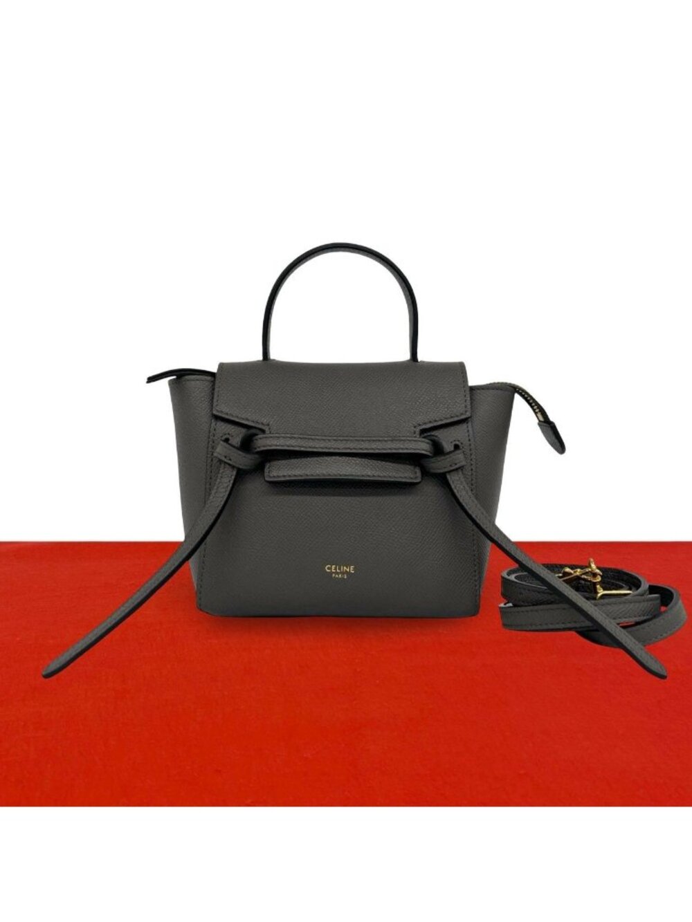 Celine Belt Bag Pico Leather 2-Way Mini Tote Gray